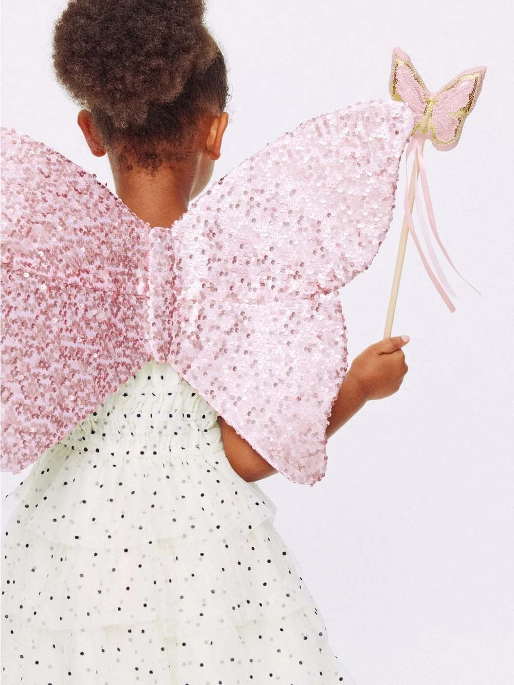 Girls Gold Sequin Butterfly Wings Costume Fairy